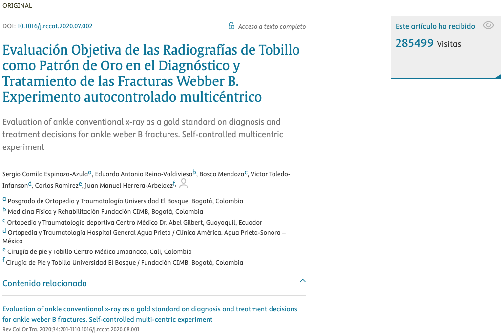Dr. Juan Manuel Herrera - Investigación sobre fracturas de tobillo